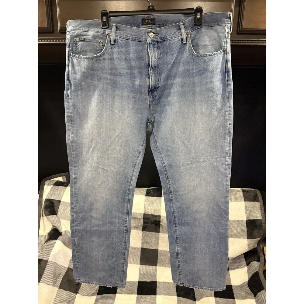 Polo Ralph Lauren Men's Light Wash Blue Jeans Size 44Bx30 Straight Denim